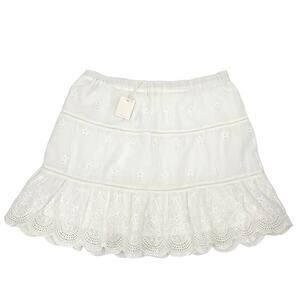 Jennifer & Grace Women's Size XL White Cotton Skirt w/ Eyelet Cutout Layer NWT